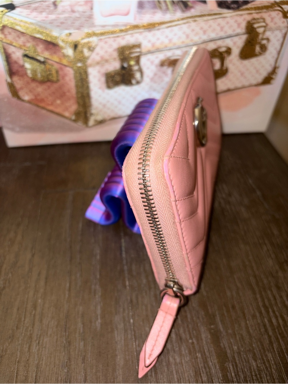 Gucci Pink GG Matelasse Marmont Zip Around Wallet Leather With Silver Accent - Picture 6 of 9